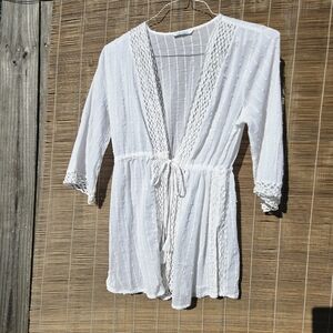 Blue island white swim coverup Cotton Lace M